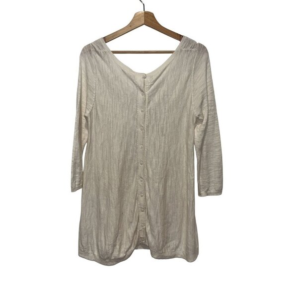 Anthropologie Moth White Long Sleeve Round Neck Outdoor Cardigan Sweater Women's - Picture 1 of 7